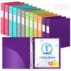 Henoyso 1 Inch 3 Ring Colored Binders Soft Flexible, 8.5'' x 11'' Plastic Floppy Binders Bendable with 2 Pockets, Colorful Binder Bulk for School Office Business ，12 Pack (Assorted Stylish Color)