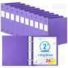 Henoyso 24 Pcs 2 Inch 3 Ring Plastic Binder 8.5'' x 11'' Letter Size Paper Soft Plastic Flexible Binders Bulk Organizer for School Office Supplies, Large 490 Sheet Capacity (Purple)