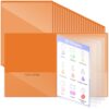 Henoyso 48 Pcs Orange School and Home 2 Pocket Folders with 4 Clear Inner Pockets Plastic Heavy Duty Homework Folders Parent Teacher Communication for Student Home Office Classroom,11 x 9 Inch