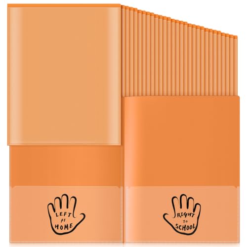 Henoyso 72 Pcs School to Home Folder with Pocket Plastic Heavy Duty Clipboard Folder with Clear Front Pocket Homework Take Home Folders for School Students Parent Teacher Communication (Orange)