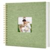 HenPisen Scrapbook Photo Album Linen Cover, 10 x 10 Inch Hardcover Kraft White Pages Memory Book, for Travel Wedding Guest Book Christmas Baby Shower (40 Sheets/ 80 Pages,GrassGreen)