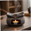 Herb Burner, Ceramic Aromatherapy Burner, Handcrafted Tealight Wax Warmer for Home, Office, Tealight Wax Warmer, Indoor Use