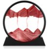 Herecanli Moving Sand Art Picture - 3D Quicksand Painting Decor - Round Glass 3D Deep Sea Sandscape - Relaxing Home Decoration Desk Toys for Home Office Desk Mantle Bookshelf- (Red, 7 in)