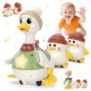 Hestiasko Baby Toys 6 8 10 12 Months, Tummy Time Duck Toy, Musical Dancing Duck Set with Lights & Sounds, Crawling and Interactive Sensory Learning Toy for Infants, Toddlers Gift for 1 Year Old Boy