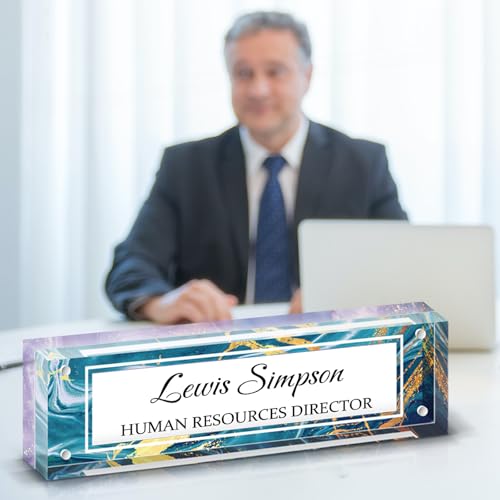 HETOOSHI Desk Name Plate Personalized, Desk Double sided pattern Name Plate Personalized Office Desk Decor for Women and Men , Teacher Nurse Boss Employee Appreciation Gifts (Two colors-1, fixed pattern)