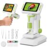 HEWEIMEI 1600X Microscope for Kids, 1080P 4.0" Digital Screen Kids Microscopes with Slides Kit, Educational Science Toys for Christmas Birthday Gifts for 3-14 Year Old Children Students