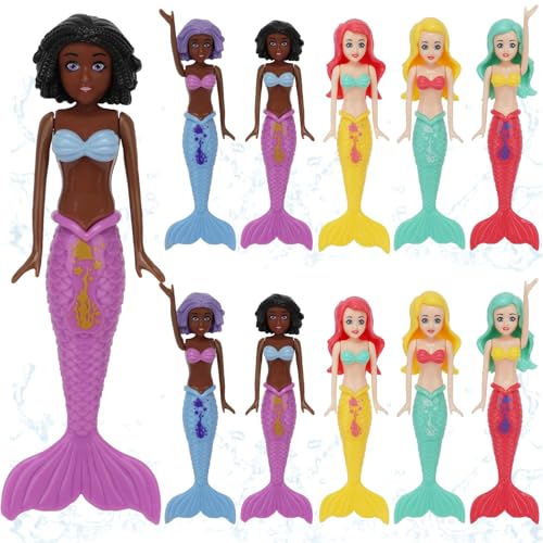 HEYTIMI 10 Pack Dive Mermaids Underwater Diving Pool Toys Mermaids Bath Toys Sinking Toys Swimming Pool Games for Toddlers Kids Girls Ages 3-12 (Black & White)