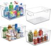 Heyuzb Pantry Organizers and Storage Large Capacity Under Sink Organizers Bins, 4 PACK Clear Plastic Storage Bins for Kitchen, Laundry Room, Cabinet, Bathroom, Closet