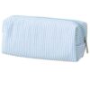 HFHungkeong Seersucker Striped Pencil Bag, Large Capacity Stationery Pouch