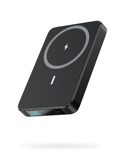 HHETP Magnetic Portable Charger 13800mah for Magsafe Battery Pack, Wireless Power Bank with 25W PD Fast Charging, Travel Essential Phone Battery Charger for iPhone 17/16/15/14/13/12 Series (Black)
