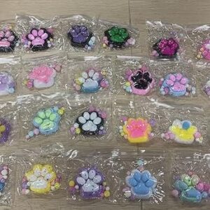 Hiboom 24 Pcs Taba Cute Squeeze Cat Paw Toys for Adults, 3 Inch Cute Mochi Fidget Stress Relief Sensory Toys Spring Easter Gifts Christian Charity Party Favors Novelty Gifts