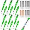 Hiboom 6 Pack Solid Carpenter Pencils with 72 Pcs 2.8 mm Lead Refills Mechanical Construction Pencils Pencil Cap Built In Sharpener Woodworking Marking Tools for Architect Long Nosed Deep Hole Scribe