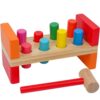 Hidoggy Wooden Hammer Toy for Toddlers 1-3, Montessori Pounding Bench Toy with 8 Pegs and Mallet for Hand-Eye Coordination, STEAM Toddler Toy