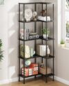 HIGDBFE 5-Tier L-Shaped Corner Bookshelf, 60" Tall Modern Corner Shelf