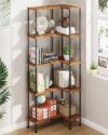 HIGDBFE 5-Tier L-Shaped Corner Bookshelf, 60" Tall Modern Corner Shelf