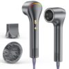 High-Speed Hair Dryer, 500 Million Negative Ions, Low Noise, Thermo-Control Blow Dryer, 160000 RPM Brushless Motor Professional High Speed Ionic Blow Dryer (Gunmetal Gray-F-1)