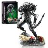 HIGH GODO Alien Mech Xenomorph Warrior Building Sets for Adult, Horror Action Figure Toy with Base,Gifts for Teens Aged 14+, Perfect for Birthdays Christmases Halloweens, 882 Pieces