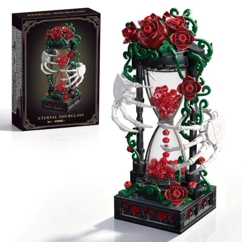 HIGH GODO Gothic Horror Skeleton Hourglass Building Set Home Office Decor, 376 PCS Gothic Romantic Hand Skeleton Skull Art Building Kit Halloween Christmas Valentine's Day Gifts for Adults, Women