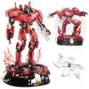 HIGH GODO Storm Mech Building Blocks Set for Adults，Red Armor Robot Model Building Kit with Weapons and Flame Shape Base, 1742 Pieces Hard Corfe Collectible Gifts for Movie Fans Man Teens