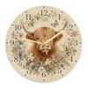 Highland Cow Wall Clock, Rustic Natural Flowers Butterfly Spring Brown Analog Wall Clock for Garage Game Room Outdoor Decoration 11.6x11.6 Inches