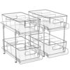 HIHEGD 2-Tier Bathroom Organizer with Dividers, Clear Under Sink and Pull-Out Cabinet Organizer for Kitchen and Pantry Storage
