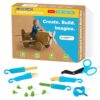 HIKISS 168 Piece Cardboard Tools for Kids with Cutter, Cardboard Construction Kit for Family & Team Activities, Creative STEM Educational Toys Gift for Boys and Girls Aged 5+