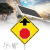 Himopuer Diamond Reflective Solar LED Stop Ahead Graphic Sign 24x30 Inch, Illuminated Flashing Arrow Traffic Warning Sign, Rust-Proof Metal Frame IP65 Waterproof Road Signage(30in)