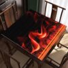 Hiseng Mahjong Mat for Table 3D Psychedelic, Non-Slip Rubber Board Game Cover Noise Reduction Silent Tabletop Pad for Tile Dominoes Poker, Square Playmat (Flame,90x90cm)