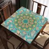 Hiseng Mahjong Mat for Table Mandala Print, Non-Slip Rubber Board Game Cover Noise Reduction Silent Tabletop Pad for Tile Dominoes Poker, Square Playmat (Blue,90x90cm)