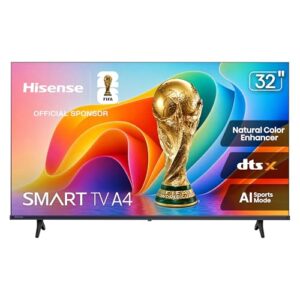 Hisense 32-Inch Class A4 Series HD 1080p Smart VIDAA TV (32A4NV, 2026 Model) - DTS Virtual: X, Noise Reduction, AI Sports Mode, Apple Airplay & Apple Home, Alexa Built in