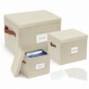 Hiwhy 3-Pack Multi-Size Storage Boxes for Documents & Files, Beige