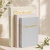Hiwhy Decorative Book Storage Box Set of 3, Linen Faux Books for Coffee Table, Stylish Decorative Books for Bookshelf, Photo Organization, Keepsake Storage, Home Decor, Blue Gray