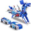 Hjhyqex 2-in-1 Transforming Dinosaur Car Toy - Magnetic Collision Robot Vehicles for Kids | Thrilling Transformations for Boys & Girls (Blue)