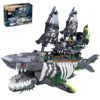 HJPLPXH Mechanical Shark Ship Building Blocks Set, The Ghost Sea Shark Pirate Ship Building Blocks Sets,Toys Gift for Kids Adult Collections Enthusiasts