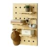 HJZALMI Pegboard Wall Organizer, Wood Pegboard Combination Kit with Shelves & Hooks, Modular Peg Board Panels Storage System for Office Organization Kitchen Bedroom, 15.7"x23.6"x0.6", Beige