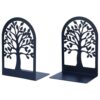 HMETOL Decorative Metal Bookends,Book Ends for Shelves, Non-Skid Geometric Hollow-Out Book Stopper for Home Office, 2Pcs 4.7" L x 3.3" W x 6.9" H Black Style B