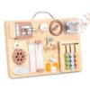 Hoarosall Montessori Busy Board for Toddlers 16-in-1 Wooden Sensory Activity Board with Music Box Fine Motor Skills Learning Toy Preschool Educational Travel Gift for Boys Girls Ages 1-3