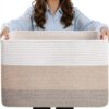 HOBASKET Large Laundry Basket/Hamper, 25"x16"x16" Rectangle Woven Basket