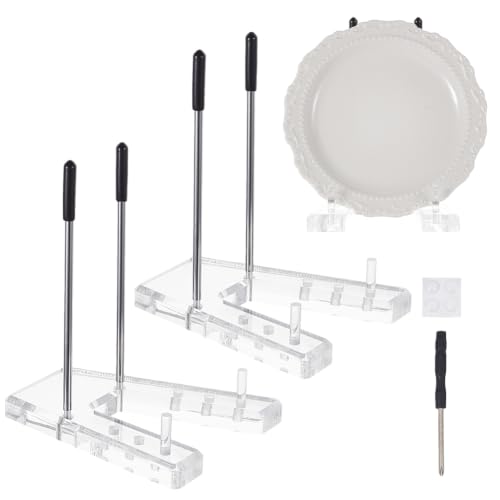 HOBBIESAY 2PCS Acrylic Easel Display Plate Stand for 6-14 Inch Platter Book Card Frame Clear Easel Stand for Display Acrylic Plate Postcard Picture Holder for Picture Book Decorative Plates Platter