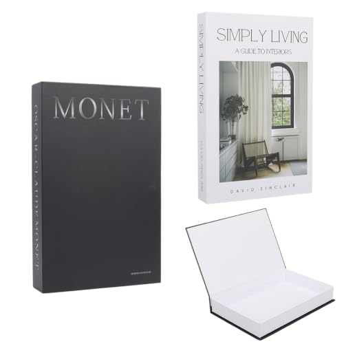 HOBBIESAY 2PCS Decorative Hidden Storage Books 2 Styles Black Faux Book Box Set Decorative Books for Shelves Book for Decoration with Secret Compartment Modern House Coffee Table Decor