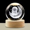 hochance 3D Moon Crystal Ball Lamp with Adjustable Brightness LED Wooden Base,Night Light for Kids Teens Adults,Birthday Gift Home Desk Office Bedroom Decor (6cm / 2.4”)​