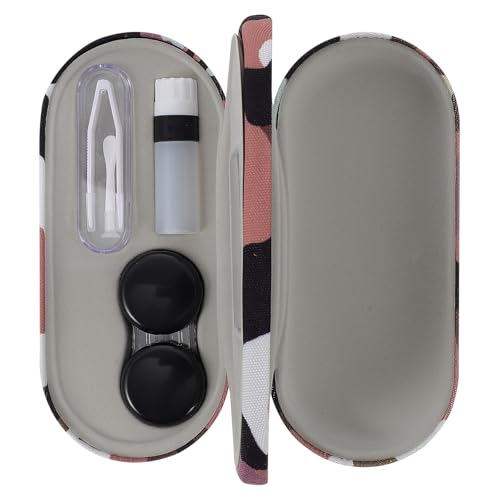 Hoement Double Layer Glasses Case with Beautiful Pattern, Small and Lightweight Plastic and Flocking Eyeglasses Box for Storing Lenses, Portable Glasses Protector for Everyday Random Color