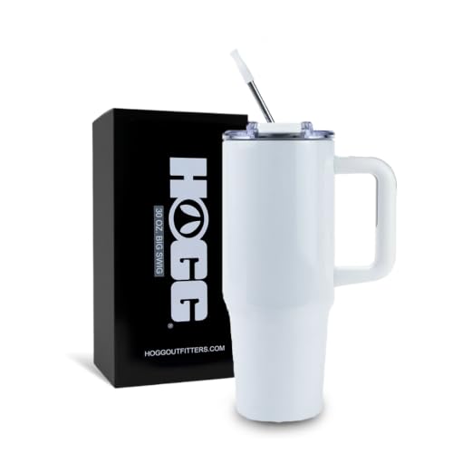 Hogg 30oz Big Swig - White, 30 oz Sublimation Tumblers Bulk, Sublimation Tumblers with Handle, Blank Cups for DIY and Crafting, Bulk Cups with Lids and Straws, Versatile Spillproof Lid