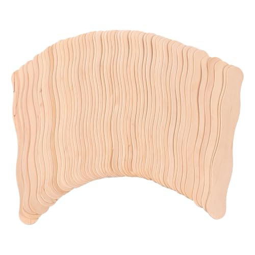 Hohopeti 80pcs Wavy Birch Wood Craft Sticks for Wedding Program Fan Handles and Painting Mixing, 8 Inch Smooth Surface Unfinished Wood Sticks Compatible Glue, for Ornament Making and Craft