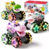 HOLA 3 Pack Friction Monster Truck Toys for 1 Year Old Boys & Girls, Push & Go Light Up Cars with Color Changing LED Wheels, Toys for Toddlers 1-5 Boys Girls Christmas Birthday Gifts