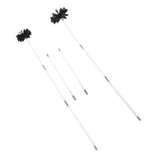 Holibanna Chimney Cleaning Brush Set Multifunctional Flexible Nylon and Metal Chimney Sweep Tool with Two Brush Head Sizes and Extendable Rod Kit for Fireplace and Dryer Vent Cleaning