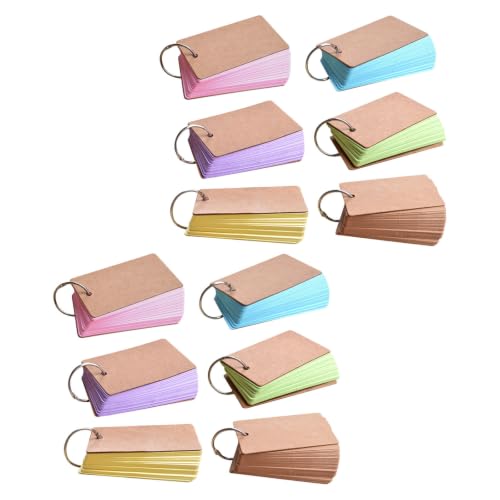 HOLIDYOYO 12pcs Colored Flashcards with Metal Ring for Classroom Activities, Lightweight Paper Index Cards Designed to Boost Attention and Word Retention, Study Notecards for Students