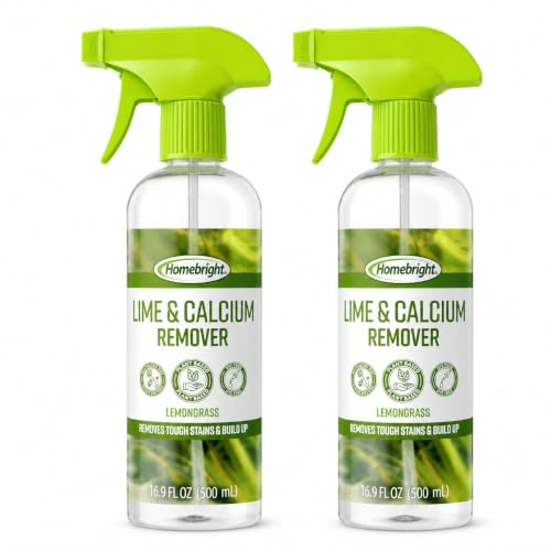 Homebright Lime & Calcium Remover Spray, Lemongrass Scent, Plant-Based Cleaning Formula, Soap Scum, Lime Scale & Calcium Build-Up, Multi-Surface Bathroom Cleaner, 16.9 fl oz (Pack of 2)