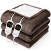 Homemate Electric Heated Blanket Queen - 84"x90" Heating Bed Blankets Throw with 8 Hours Auto Off 10 Heating Levels Fast Heating Over-Heated Protection Soft Warm Flannel Bed ETL Certified Brown