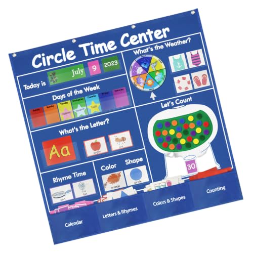 Homeschool Pocket Chart Set with Calendar Weather Letter Cards and Counting Board, Large Wall Learning Center for Daily Routine Practice Daily Learning Board Pocket Chart Center Calendar Weather Shape